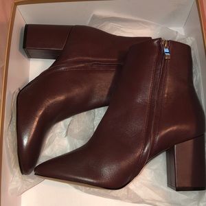 Burgundy leather boots